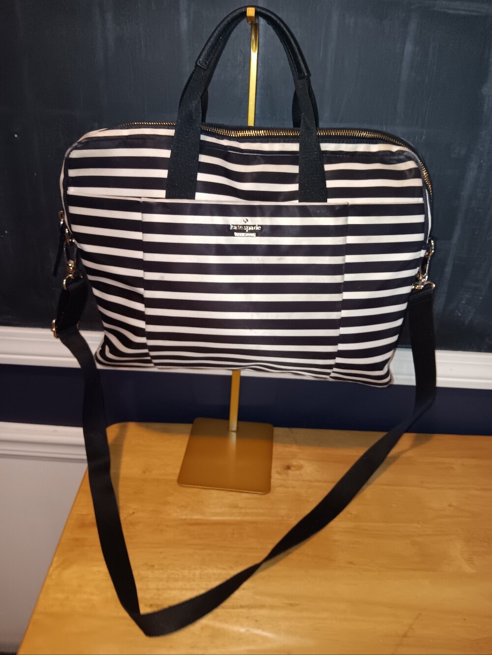 Kate Spade Canvas Striped Bag Wirh Long Strap